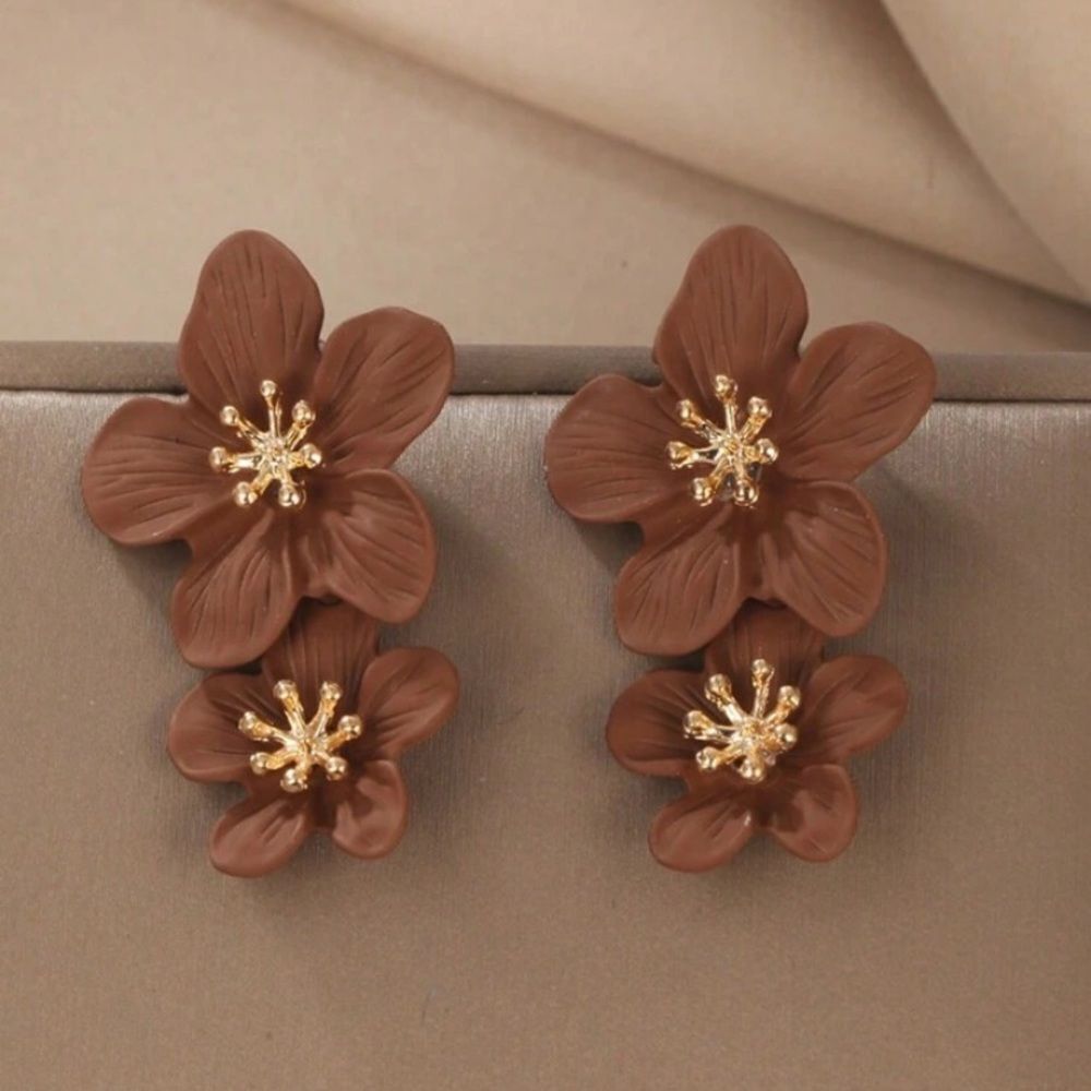 3for$20 1pair Fresh Five-Petal Flower Double Layer Earrings